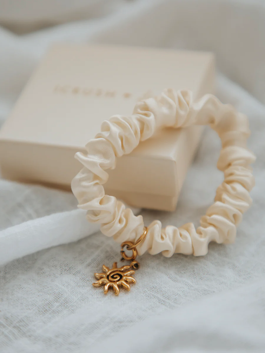 Blissful Pure Silk Scrunchie Cream White - Image 4