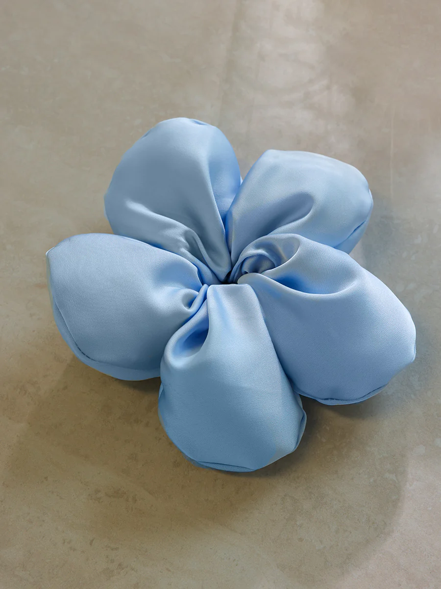 Cream Blossom Blue Scrunchie - Image 3