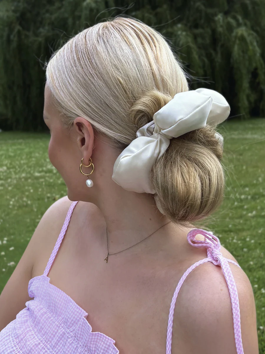 Cream Blossom White Scrunchie - Image 5