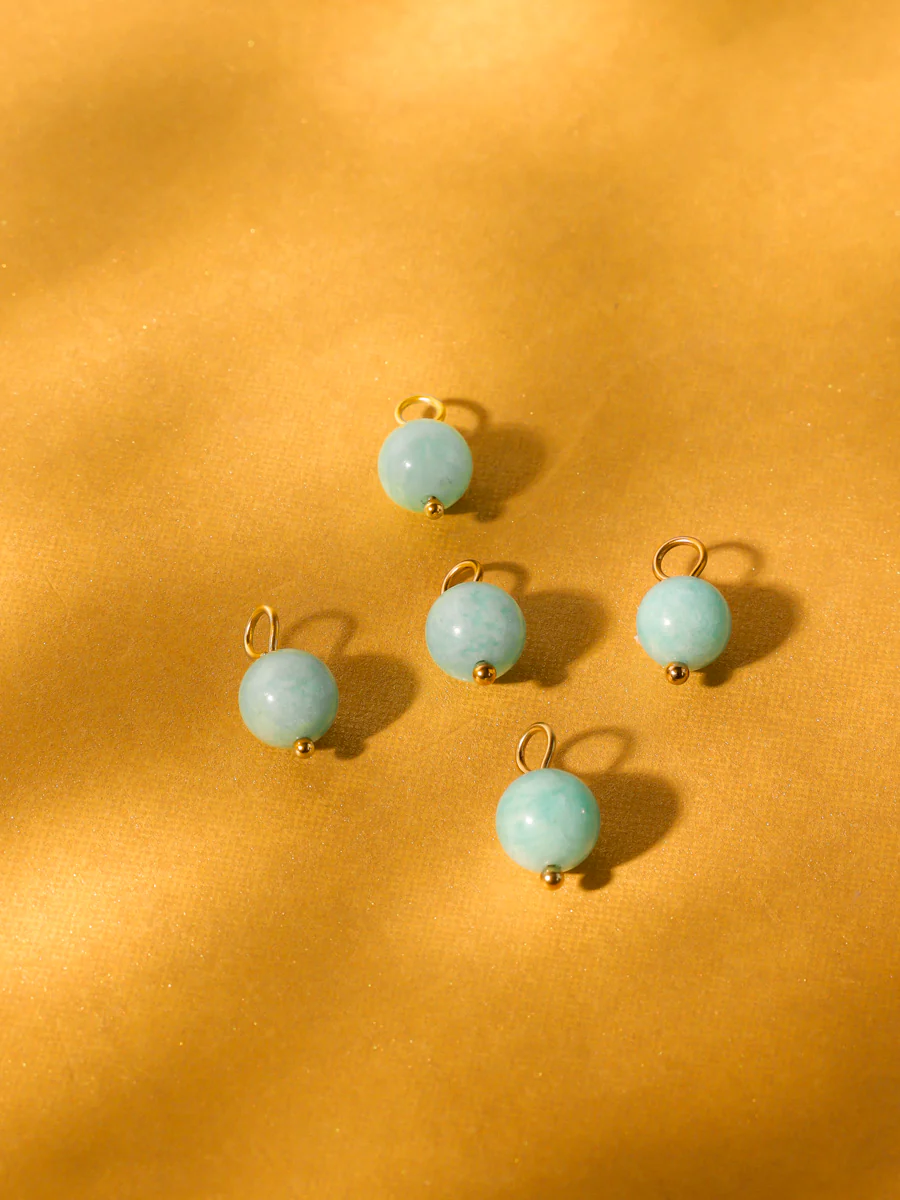 8,7mm Cream Green Ohrring-Charm - Image 2