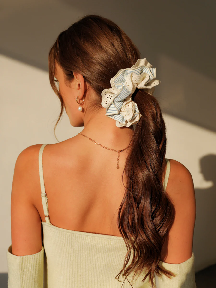 Floral Blue Scrunchie - Image 5