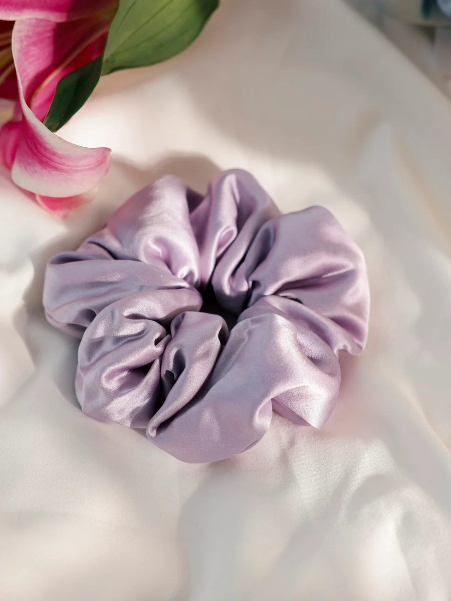 Fluffy Touch Pure Silk Scrunchie Light Purple - Image 4