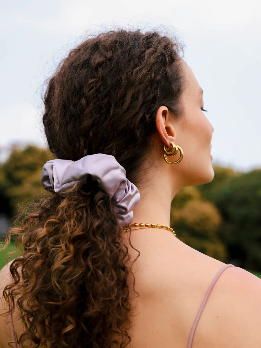 Fluffy Touch Pure Silk Scrunchie Coffee Color - Image 3