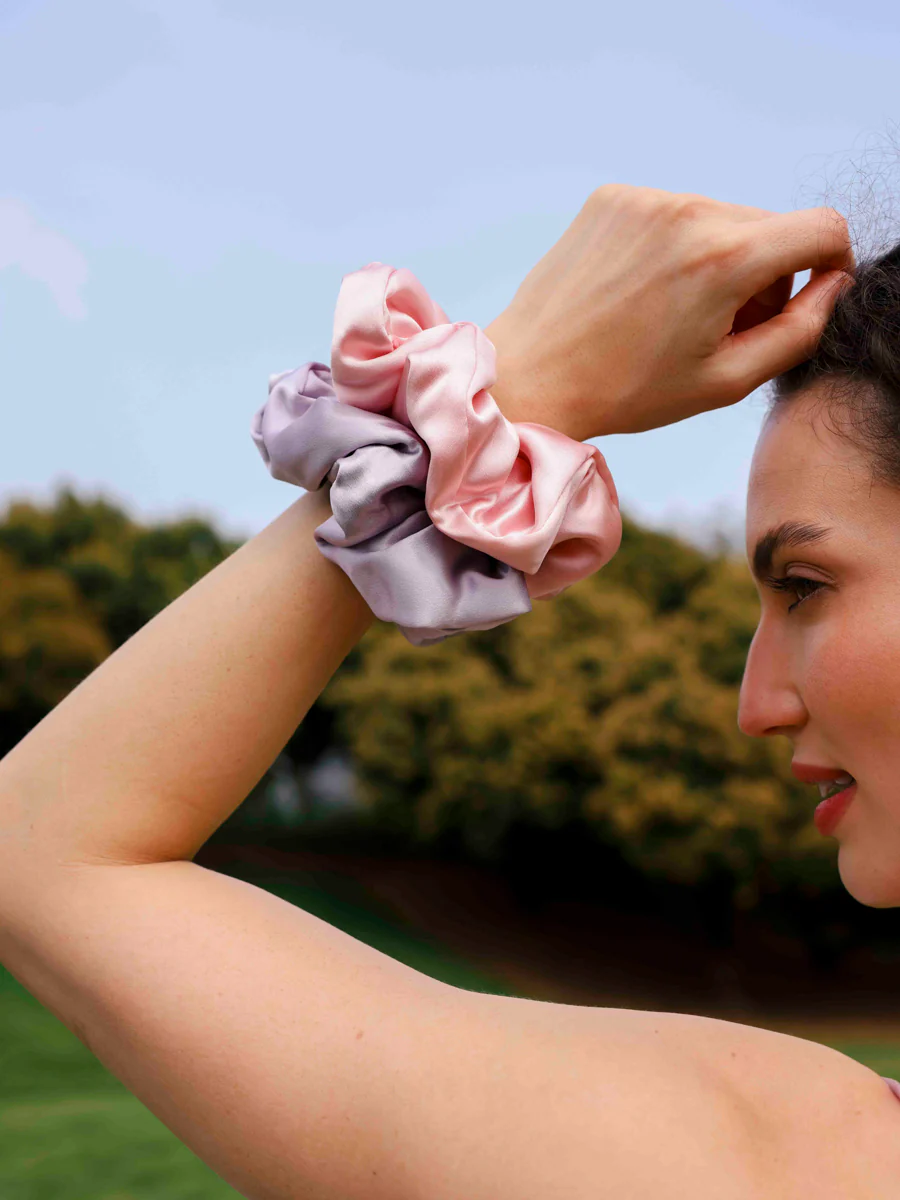 Fluffy Touch Pure Silk Scrunchie Coffee Color - Image 6