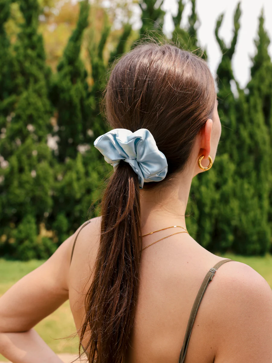 Fluffy Touch Pure Silk Scrunchie Mint Green - Image 7