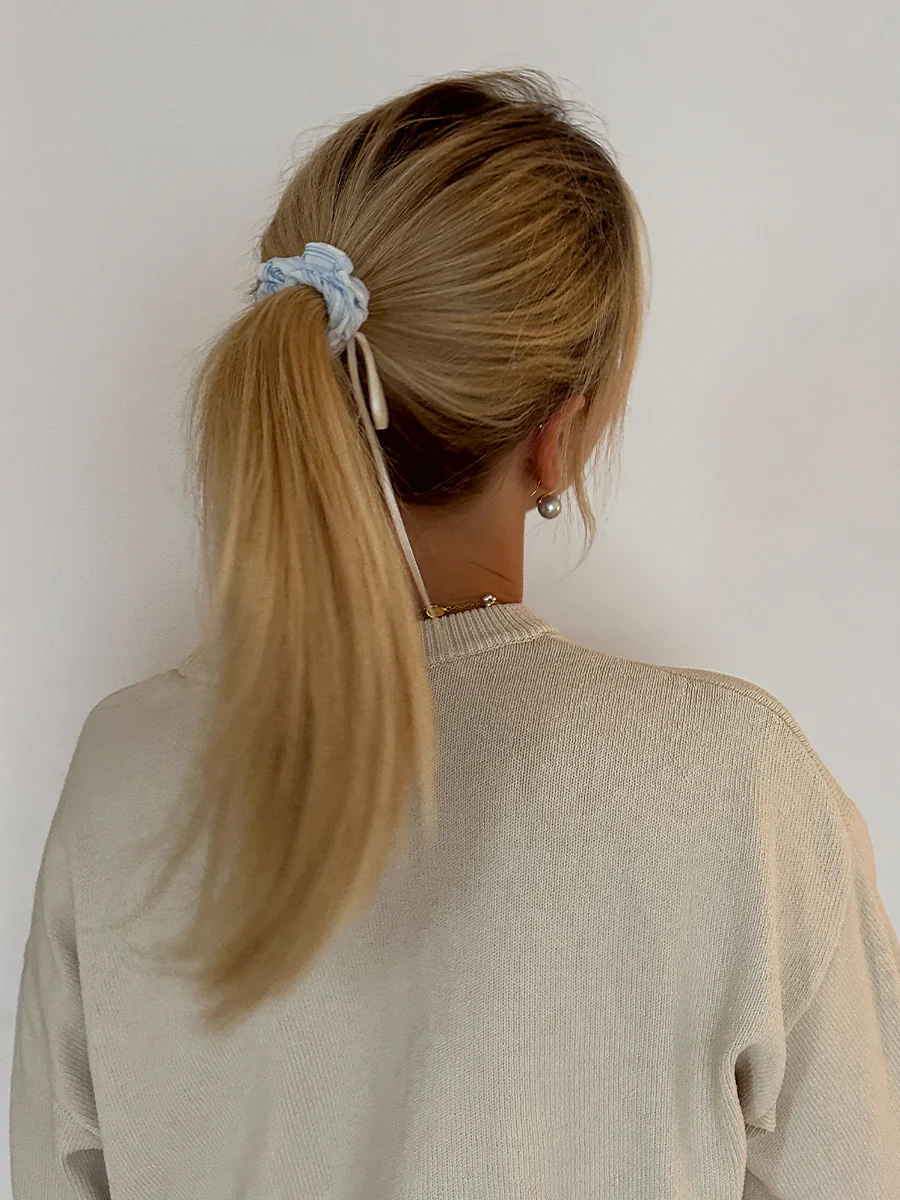 Gentle Ribbon Navy-striped Set Scrunchie - Image 2