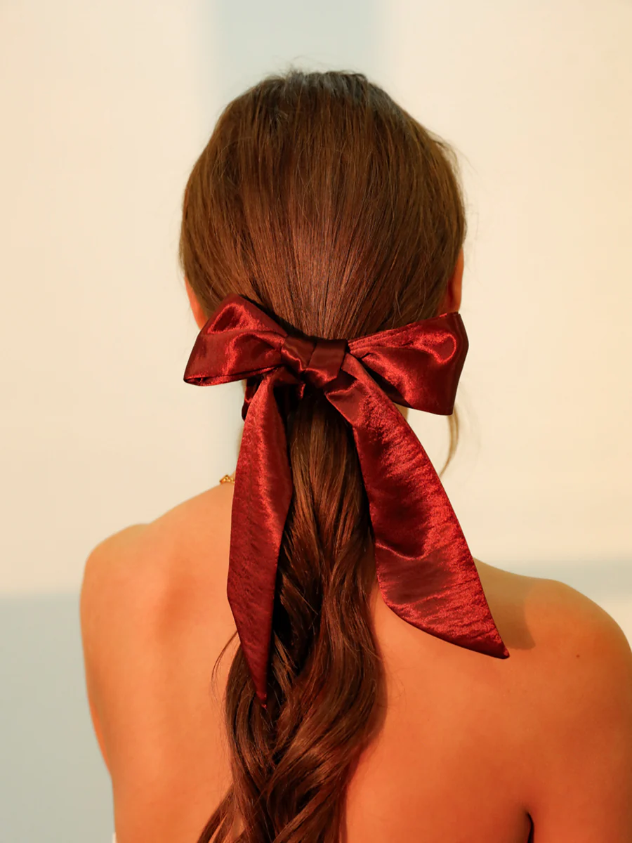 Graceful Bow Red Scrunchie - Image 3