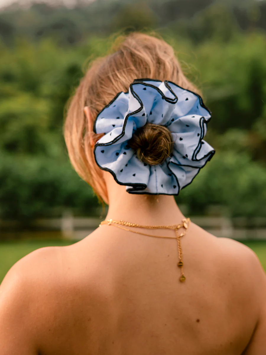 Heart Bliss Navy-striped Scrunchie - Image 2