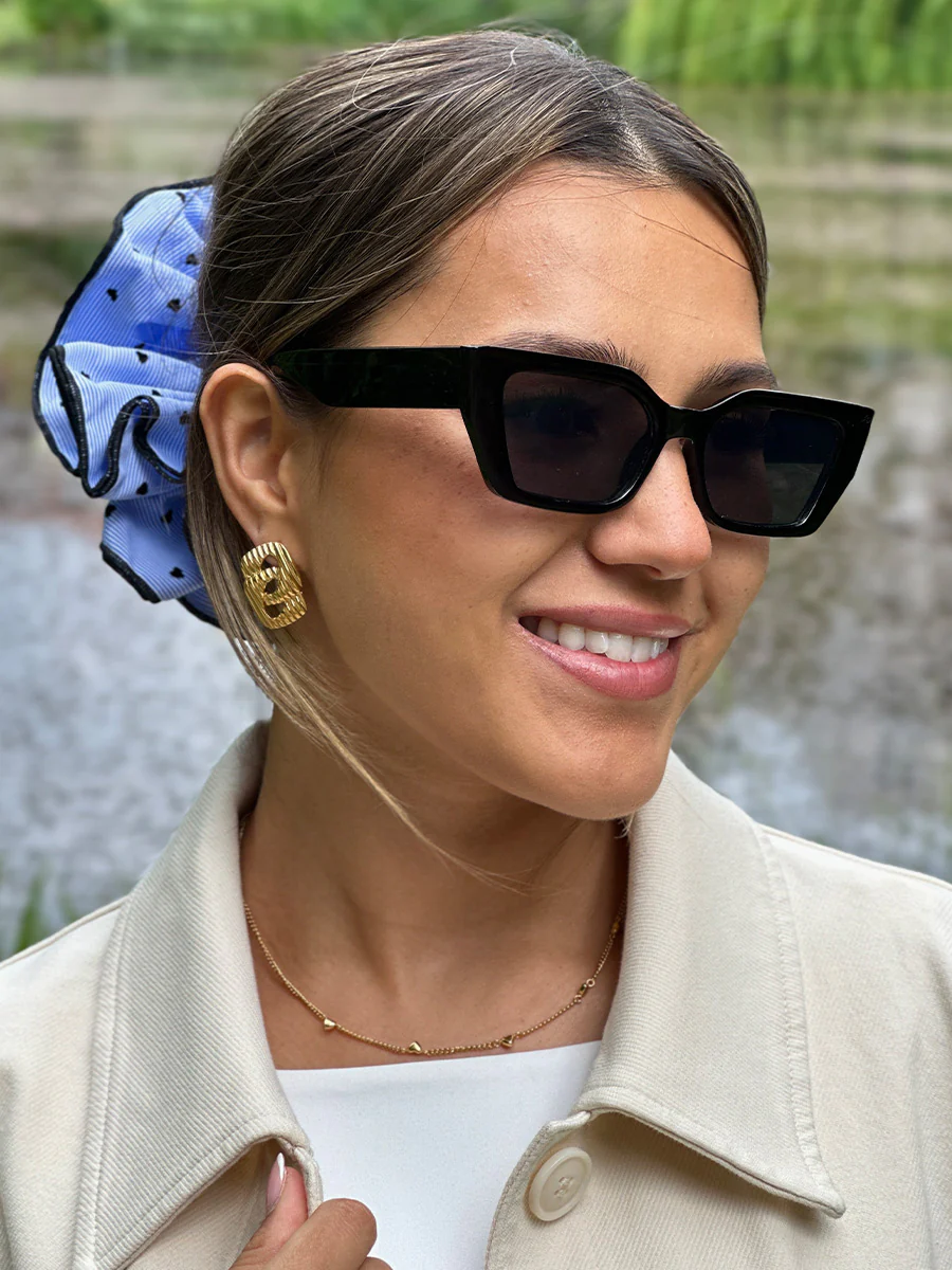 Heart Bliss Navy-striped Scrunchie - Image 7