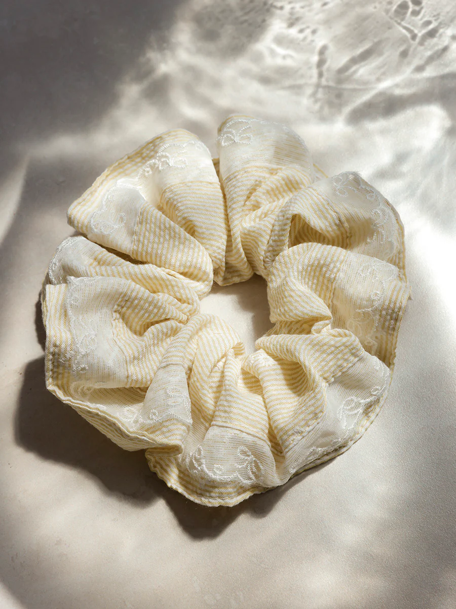 Lace Bow Scrunchie Light Yellow - Image 4