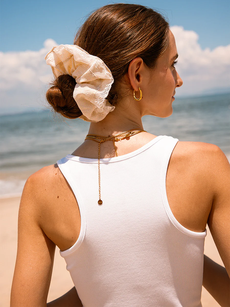 Lace Bow Scrunchie Light Yellow - Image 5