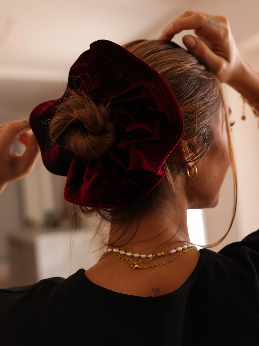 Luxe Velvet Red Scrunchie - Image 3