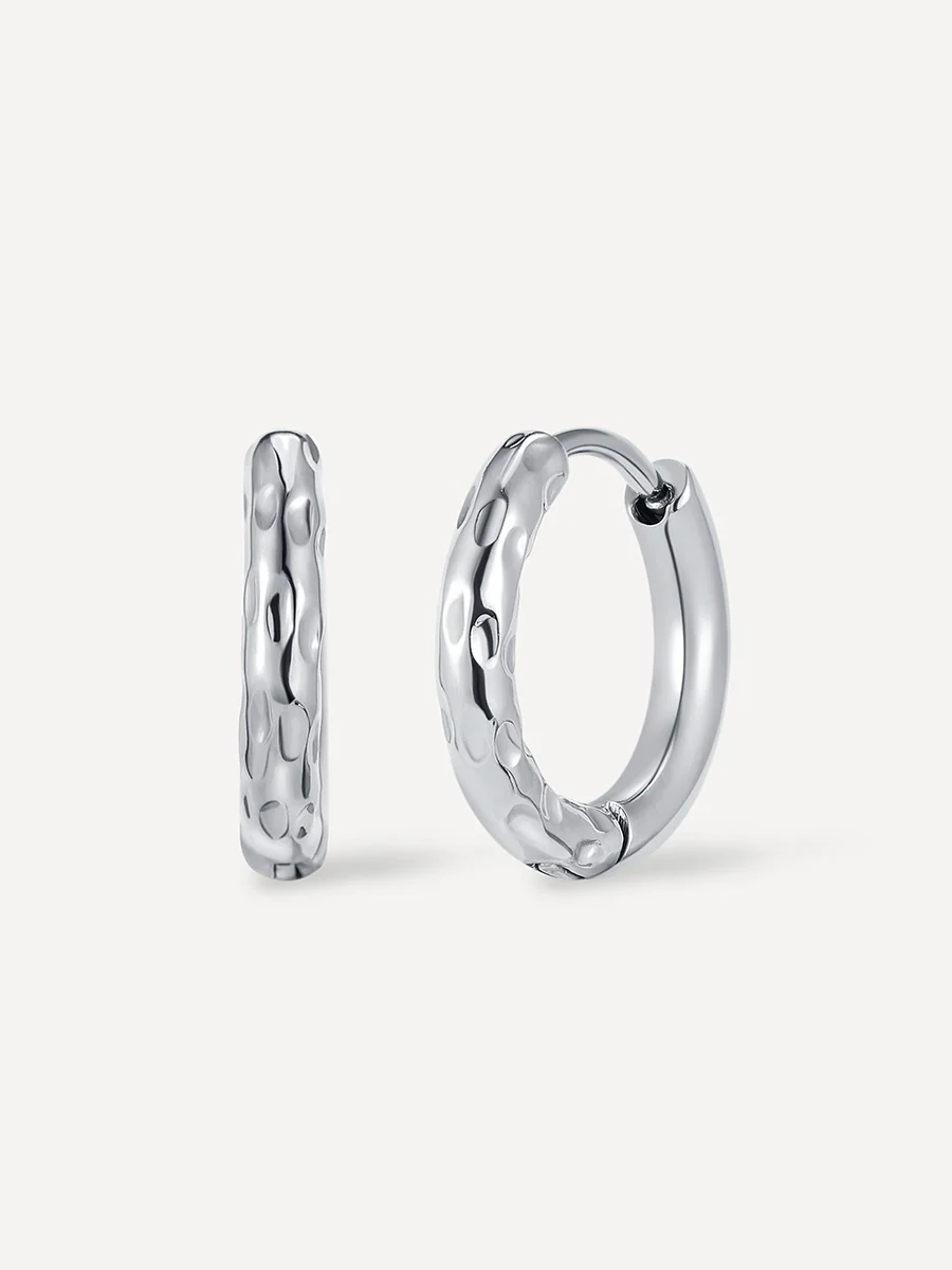 Small Half Texture  Hoop Ohrringe - Image 7