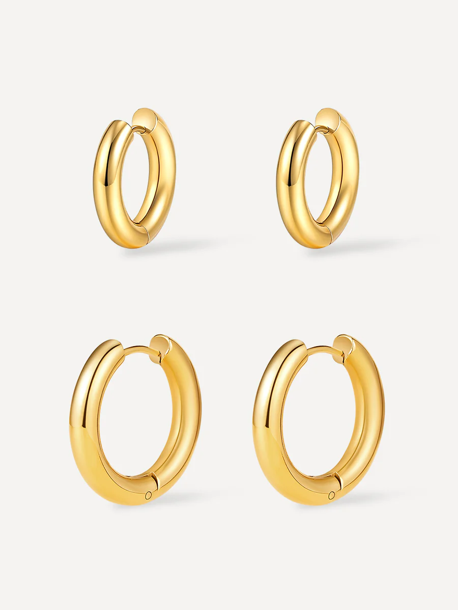 Smooth & Glossy Hoops Ohrringe Set - Image 4